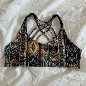 Tribal Print Strappy Sports Bra Size: M
